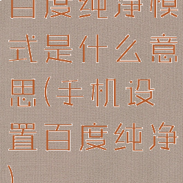 百度纯净模式是什么意思(手机设置百度纯净)