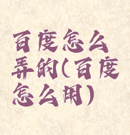 百度怎么弄的(百度怎么用)