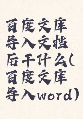 百度文库导入文档后干什么(百度文库导入word)