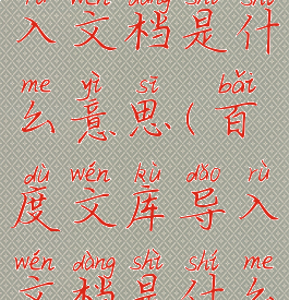 百度文库导入文档是什么意思(百度文库导入文档是什么意思啊)