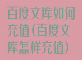 百度文库如何充值(百度文库怎样充值)