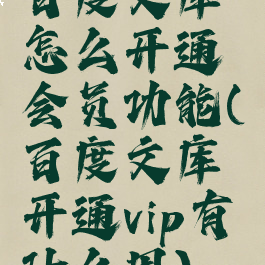百度文库怎么开通会员功能(百度文库开通vip有什么用)