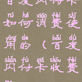 百度闪付卡如何消费使用的(百度闪付卡收费吗)