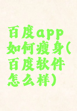 百度app如何瘦身(百度软件怎么样)