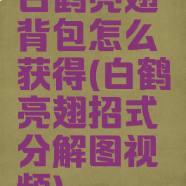 白鹤亮翅背包怎么获得(白鹤亮翅招式分解图视频)