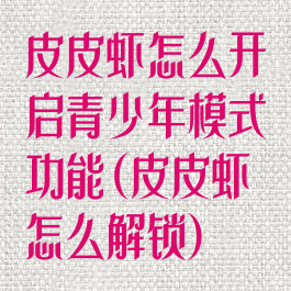 皮皮虾怎么开启青少年模式功能(皮皮虾怎么解锁)