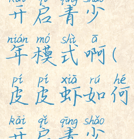 皮皮虾怎么开启青少年模式啊(皮皮虾如何开启青少年模式)