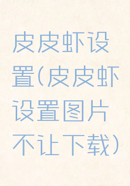 皮皮虾设置(皮皮虾设置图片不让下载)