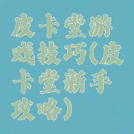 皮卡堂游戏技巧(皮卡堂新手攻略)