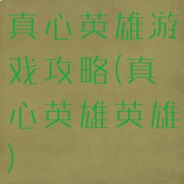 真心英雄游戏攻略(真心英雄英雄)