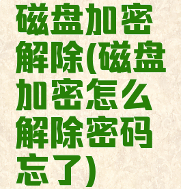 磁盘加密解除(磁盘加密怎么解除密码忘了)