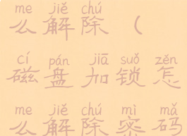 磁盘加锁怎么解除(磁盘加锁怎么解除密码)