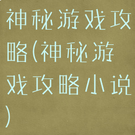 神秘游戏攻略(神秘游戏攻略小说)