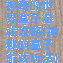 神奇的世界盒子游戏攻略(神秘的盒子游戏玩法)