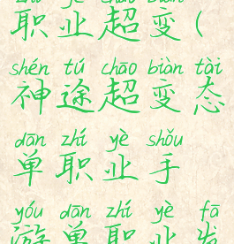 神途将夜单职业超变(神途超变态单职业手游单职业发布网)