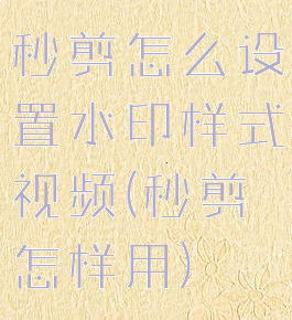 秒剪怎么设置水印样式视频(秒剪怎样用)