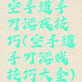 空手道手刀游戏技巧(空手道手刀游戏技巧大全)