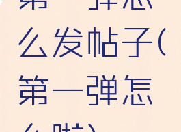 第一弹怎么发帖子(第一弹怎么啦)