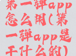 第一弹app怎么用(第一弹app是干什么的)
