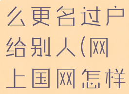 网上国网怎么更名过户给别人(网上国网怎样更名过户)