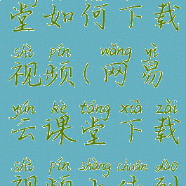 网易云课堂如何下载视频(网易云课堂下载视频上传到别的视频)