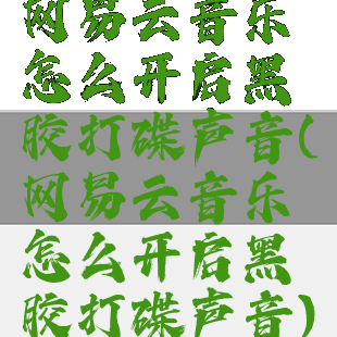 网易云音乐怎么开启黑胶打碟声音(网易云音乐怎么开启黑胶打碟声音)