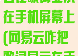 网易云音乐怎么让歌词显示在手机屏幕上(网易云咋把歌词显示在手机屏幕上)
