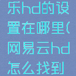 网易云音乐hd的设置在哪里(网易云hd怎么找到设置)