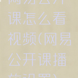 网易公开课怎么看视频(网易公开课播放设置)