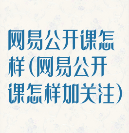 网易公开课怎样(网易公开课怎样加关注)