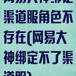 网易大神绑定渠道服角色不存在(网易大神绑定不了渠道服)