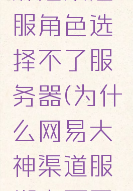 网易大神绑定渠道服角色选择不了服务器(为什么网易大神渠道服绑定不了角色)