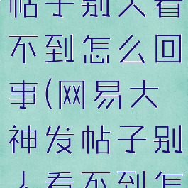 网易大神发帖子别人看不到怎么回事(网易大神发帖子别人看不到怎么回事呀)