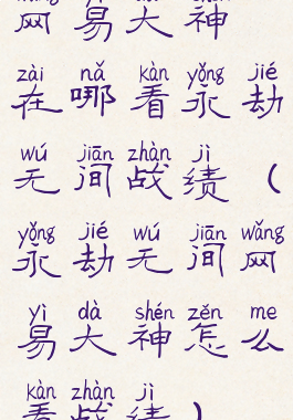 网易大神在哪看永劫无间战绩(永劫无间网易大神怎么看战绩)