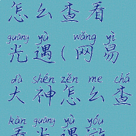 网易大神怎么查看光遇(网易大神怎么查看光遇游戏数据)