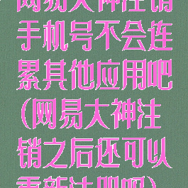 网易大神注销手机号不会连累其他应用吧(网易大神注销之后还可以重新注册吗)