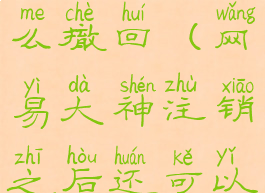 网易大神注销手机号怎么撤回(网易大神注销之后还可以重新注册吗)