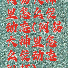 网易大神里怎么发动态(网易大神里怎么发动态视频)