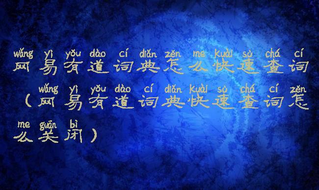 网易有道词典怎么快速查词(网易有道词典快速查词怎么关闭)