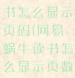 网易蜗牛读书怎么显示页码(网易蜗牛读书怎么显示页数)