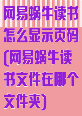 网易蜗牛读书怎么显示页码(网易蜗牛读书文件在哪个文件夹)