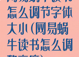 网易蜗牛读书怎么调节字体大小(网易蜗牛读书怎么调整亮度)