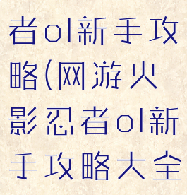网游火影忍者ol新手攻略(网游火影忍者ol新手攻略大全)