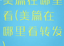 美篇在哪里看(美篇在哪里看转发)