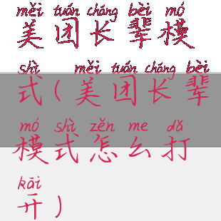 美团长辈模式(美团长辈模式怎么打开)