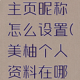 美柚我的主页昵称怎么设置(美柚个人资料在哪设置)