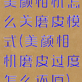 美颜相机怎么关磨皮模式(美颜相机磨皮过度怎么还原)