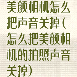 美颜相机怎么把声音关掉(怎么把美颜相机的拍照声音关掉)