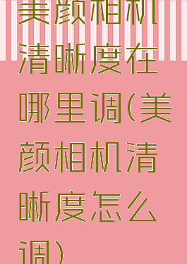 美颜相机清晰度在哪里调(美颜相机清晰度怎么调)