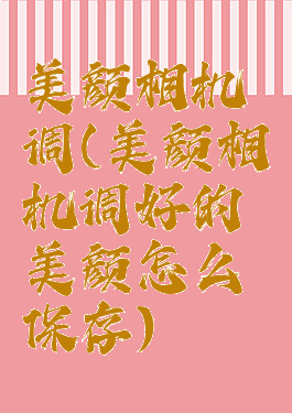 美颜相机调(美颜相机调好的美颜怎么保存)